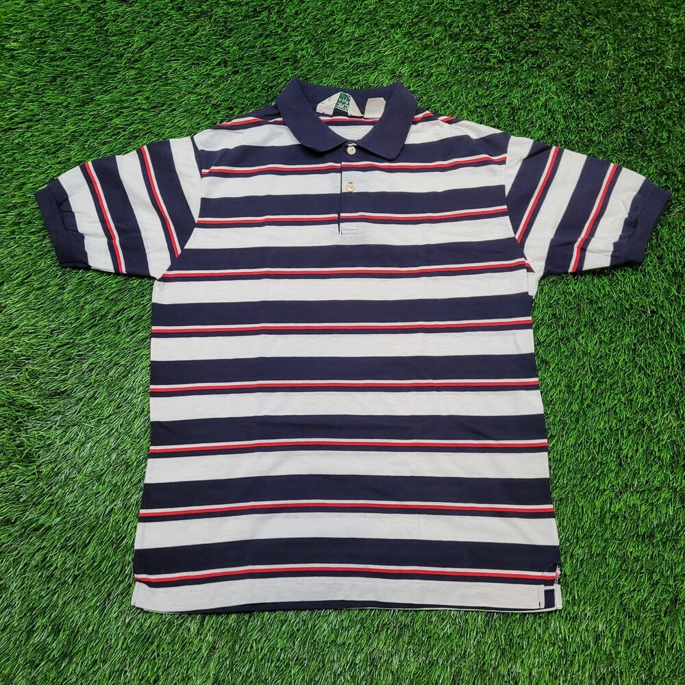 VTG 80s Oakton Striped Polo Shirt Mens S (Tagged XL) Made in USA Preppy